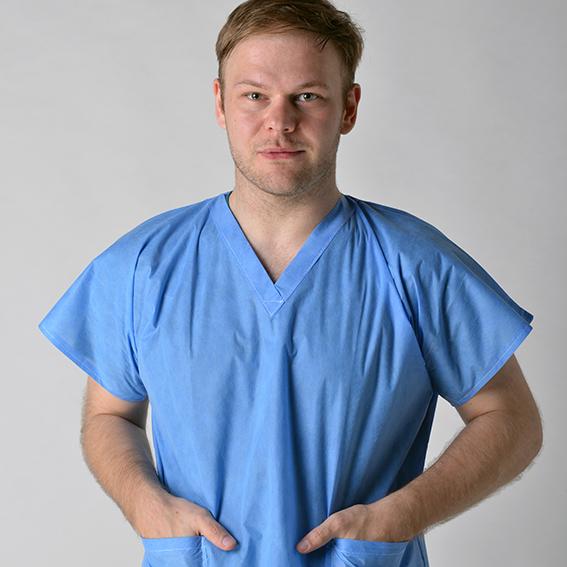 Blue PP / SMS Disposable Protective Gowns Scrub Suit Lightweight S-5XL Size