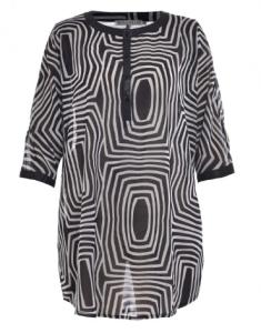 China Breathable Round Neck Fashion Ladies Abstract Print Blouse For Summer Daily Wear factory