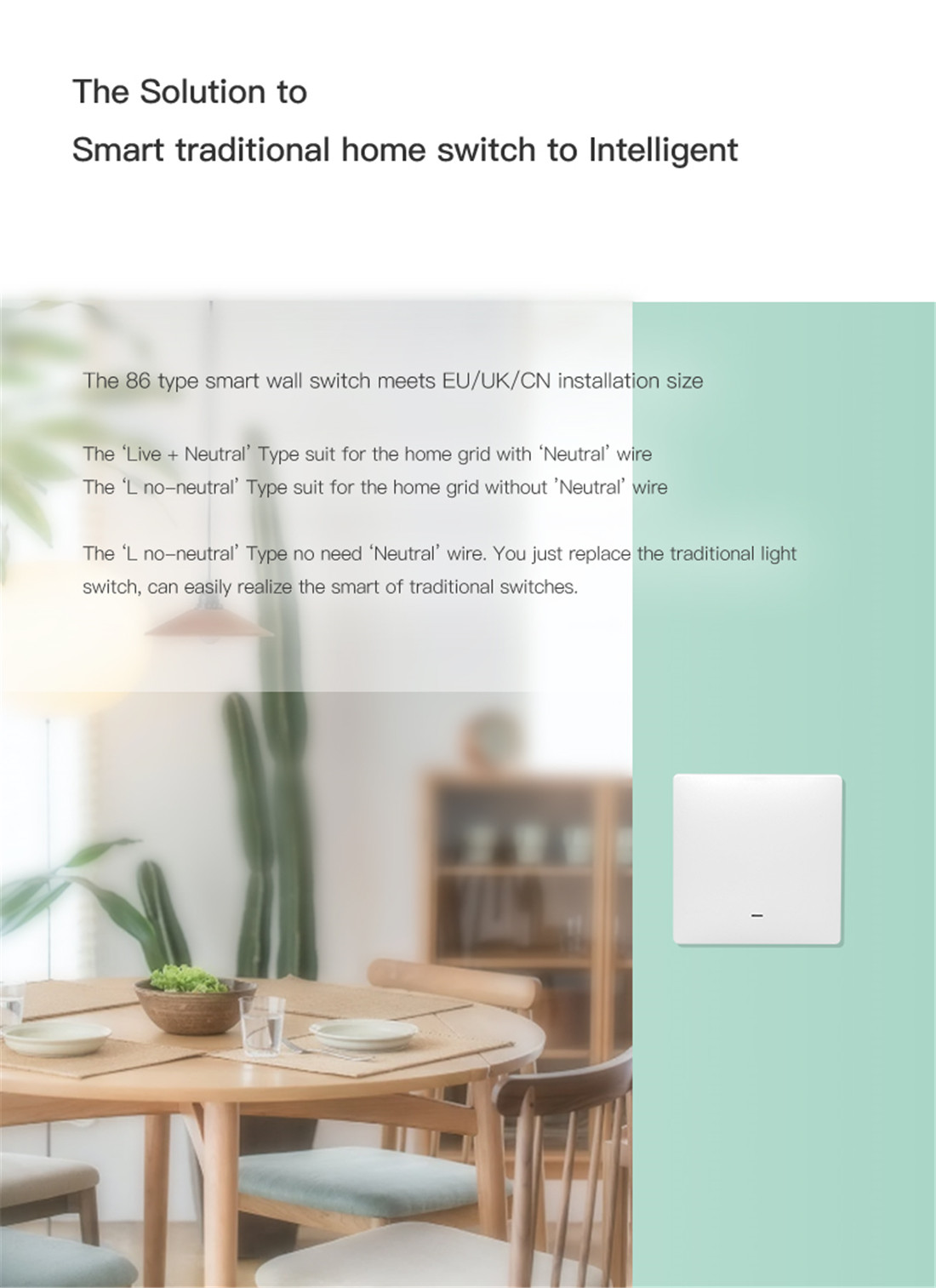 ZigBee Switch Without Neutral Wire Single Live Switch 1 Gang