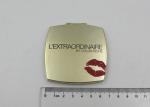 2x Magnified Square Golden Plastic Travel Makeup Mirrors , Portable Makeup