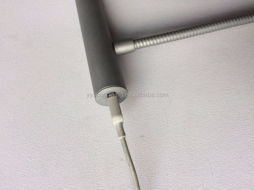 Middle Size Silver 12V 1W Touch Switch Flexible Gooseneck Mount Kids LED Reading Lamp