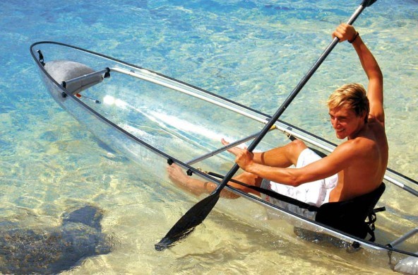 PC Floor Clear Boat Kayaking With Bottom / Surf Ski Kayak For Water Recreation