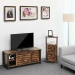 Wooden TV Cabinet with Sliding Doors, Rustic Television Cabinet, Entertainment