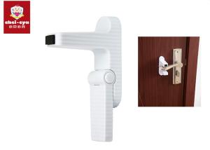 China 3M VHB Adhesive Child Safety Lever Door Locks , Baby Door Handle Lock White Color factory