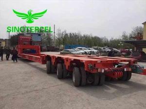 China Mn Steel 60000kgs Modular Semi Trailer Red 60 Ton Low Bed Trailer factory