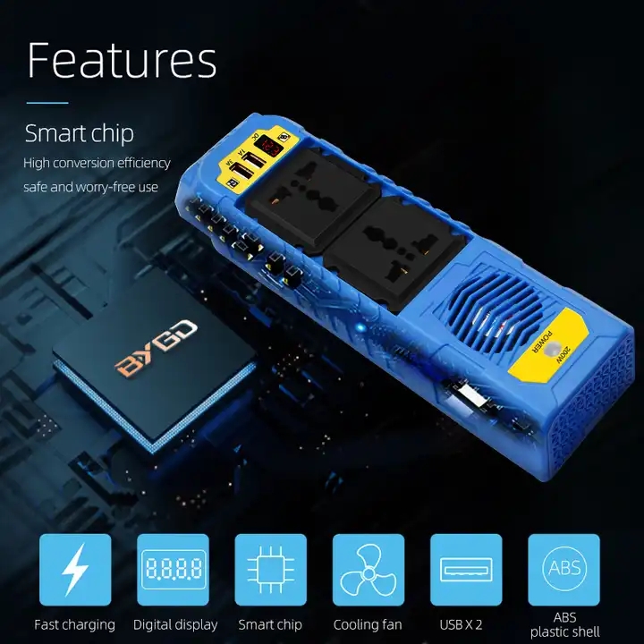 Car Charger Custom Logo Pure Sine Wave Inverter 12V Dc To 120V Ac For Car Power Inverter Dc 12V/24V To Ac 220V Inverter