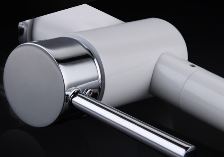 White Pull Out Rotatable Kitchen Scandinavian Copper Sink Faucet