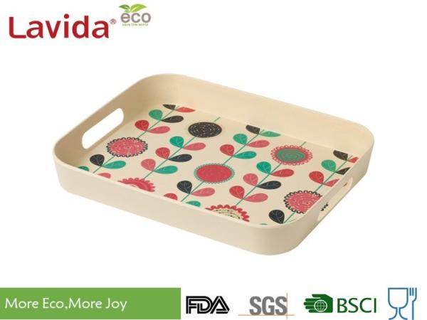 Food grade Home Professional Use Bamboo fibre Tray Plant Fibre Serving Tray with