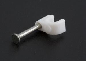 China White Plastic Circle Cable Wire Clips / Screw In Cable Clips With Steel Nail 100pce Per Pkt factory
