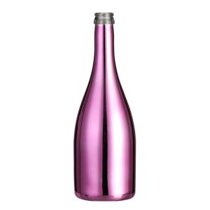 China Customized Logo Glass Collar Bottles for Hot Stamping Screw Cap Purple Champagne Wine factory