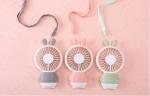 LED handy chargeable mini electric fan, cute cartoon handy mini stand electric