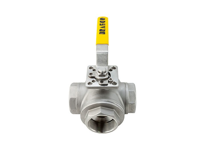 Stainless Steel ASTM A312 TP316L 2" PN16 Forged 3 Way Ball Valve Flanged Threaded Connections