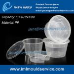 1000ml/1200ml/1500ml clear disposable PP plastic bowl for snack food packaging