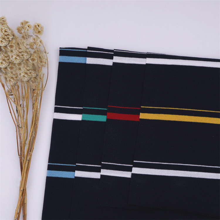 Comfortable Moisture-Wicking Breathable Durable Striped Material Fabric For Polo Shirt