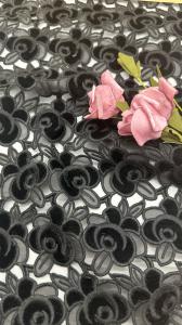 China Leafy Hollow-Up Embroidered Lace Fabric Fabric Customized Color factory