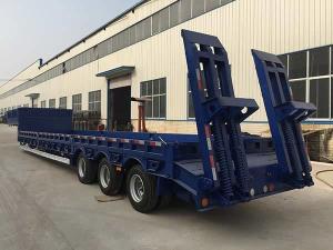 China 80Tons Lowbed Semi Trailer Transport 80000kgs 4 Axle Low Bed Trailer factory