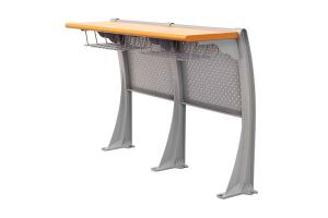 China 1.2mm Steel Back Aluminum Lecture Hall Chair With Desk factory