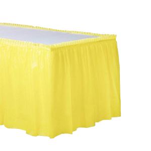 China Solid Color Party Table Skirt , Water Repellent Plastic Table Skirts factory