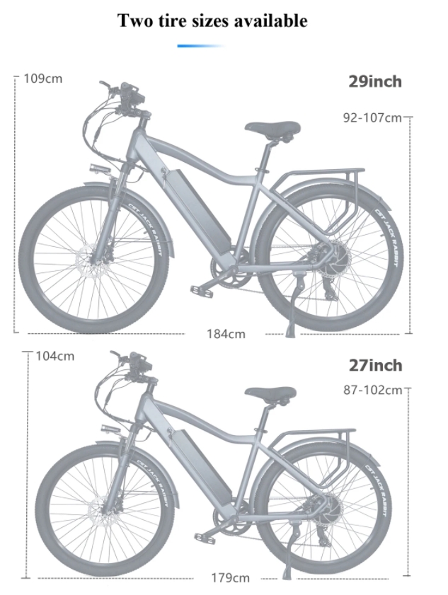 7 Speed Electric Mountain Bike 500W 48V Motor 17Ah Battery Disc Brake For Adults