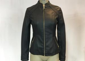 China Simple Syle Jack Females Pleather Jacket Slim Ladies Leather Biker Jacket factory
