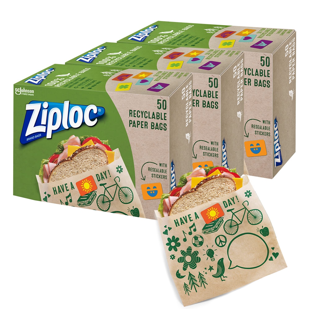 Costumizable Resealable Kraft Paper Bag For Food Takeaway With And Greaseproof Paper
