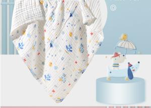 China Animal Printing Organic Cotton Gauze Fabric Swaddle Wrap For Newborn Sustainable factory