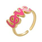 OEM Copper Brass 14k Gold Jewelry Open Enamel Love Letter Rings