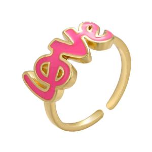 China OEM Copper Brass 14k Gold Jewelry Open Enamel Love Letter Rings factory