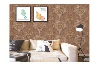 China PVC vinyl wallpaper damask design classic metallic color washable waterproof factory