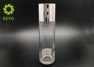 China 4OZ Clear Round Glass Toner Bottle With Silver Cap For Essential Oil factory