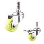 50mm Waterproof Silent Wheel 50kg Capacity Stainless Steel Threaded Stem PU