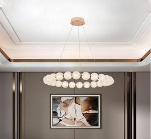 China Tricolor Acrylic Ring LED Modern Pendant Light Pushbutton Switch 10 To 30m2 factory