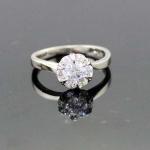 925 Sterling Silver Round Blue Topaz Cubic Zircon Solitaire Ring(F11)