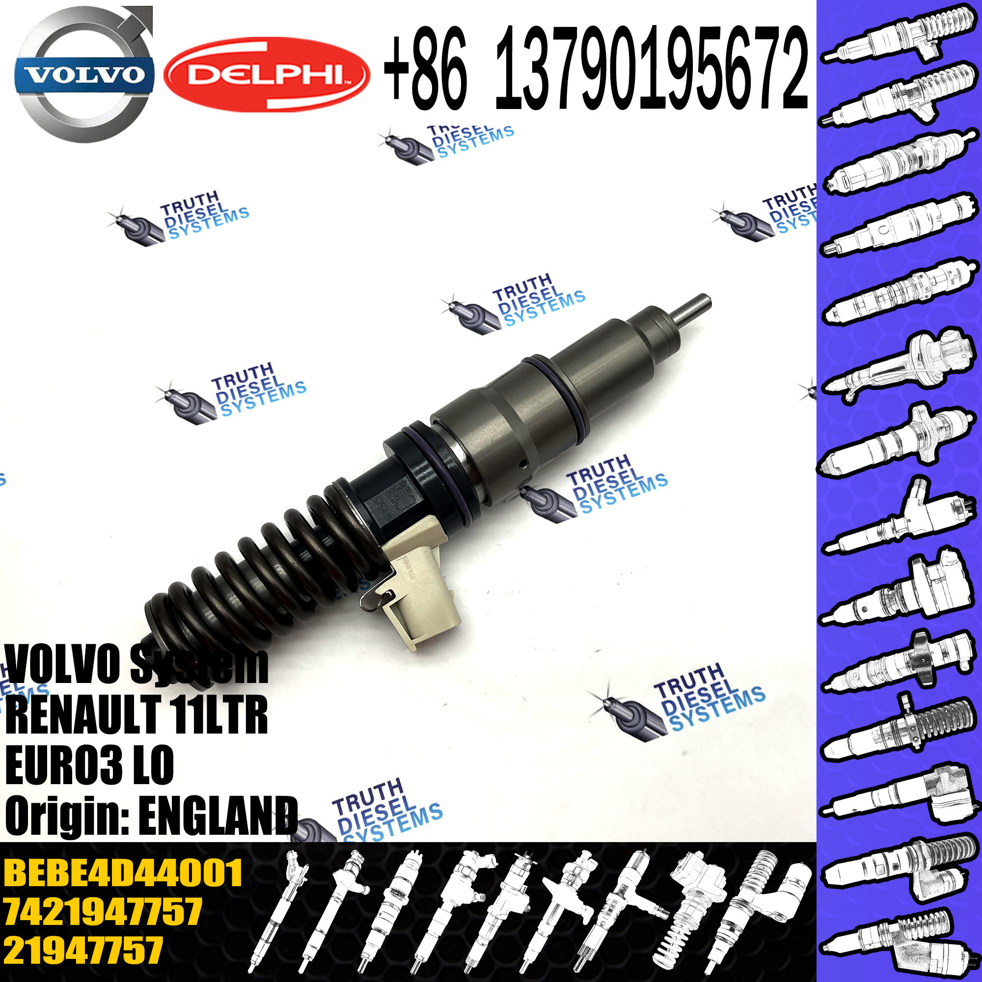 High Quality Diesel Fuel Injector 21947757 7421947757 BEBE4D44001 For 11LTR EURO3 LO