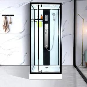 China Black Frame Steam Shower Cubicle Glass Cabin With 15cm Shower Tray factory