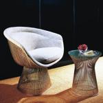 Warren Platner Fiberglass Arm Chair Mid - Century Lounge Wire Fabric Seat