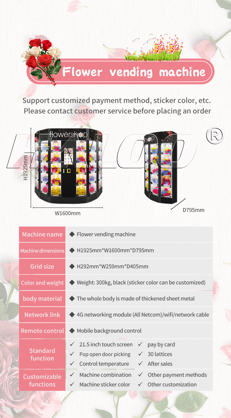 OEM ODM 24 Hour Flower Vending Machine Cooling Locker Vending Machine For Flowers