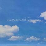 Modern Landscape Portrait Painting Sky Blue Oil Paint From Photo Holiday Gift