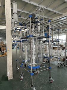 China Borosilicate Lab Glass Reactor With 304 Stainless Steel Brake Type Universal Corner Wheel factory