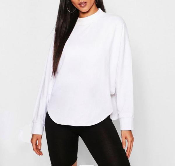 Drop Shoulder Slogan Embroidery Sweatshirt Blank Camo 100% Cotton Womens