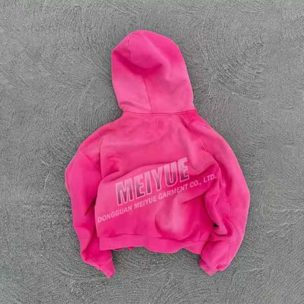 Custom Hoodie Plain Blank Zip Up Hoodie Vintage Acid Washed Zipper Heavyweight Fleece 100% Cotton Oversized Hoodie