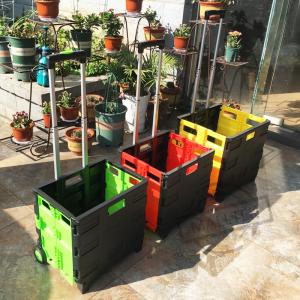 China Hand Foldable Supermarket Trolley With Plastic PVC Wheel factory