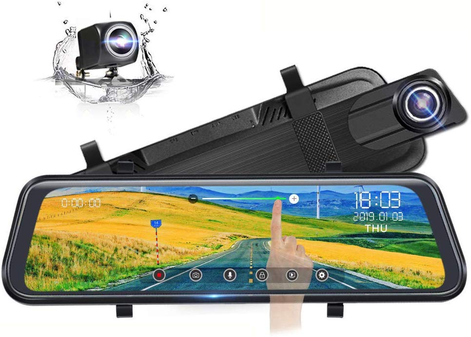 IPS 10" HD 1080p Vehicle DVR Backup Car Recorder Front And Back