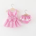 80cm Polyester Summer Children'S Clothing Pink Dress Suit For Baby