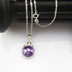 Women Jewelry 12mm Round Amethyst Cubic Zircon Pendant Enhancer (YAQ002)