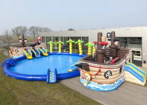 China Commercial Corsair Giant Inflatable Water Park With Coconut Tree And Slide factory