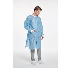 Wholesale Medical Disposable Lab Coats SMS Non Woven PP Stretchable Surgical Lab Gown Hospital Uniform