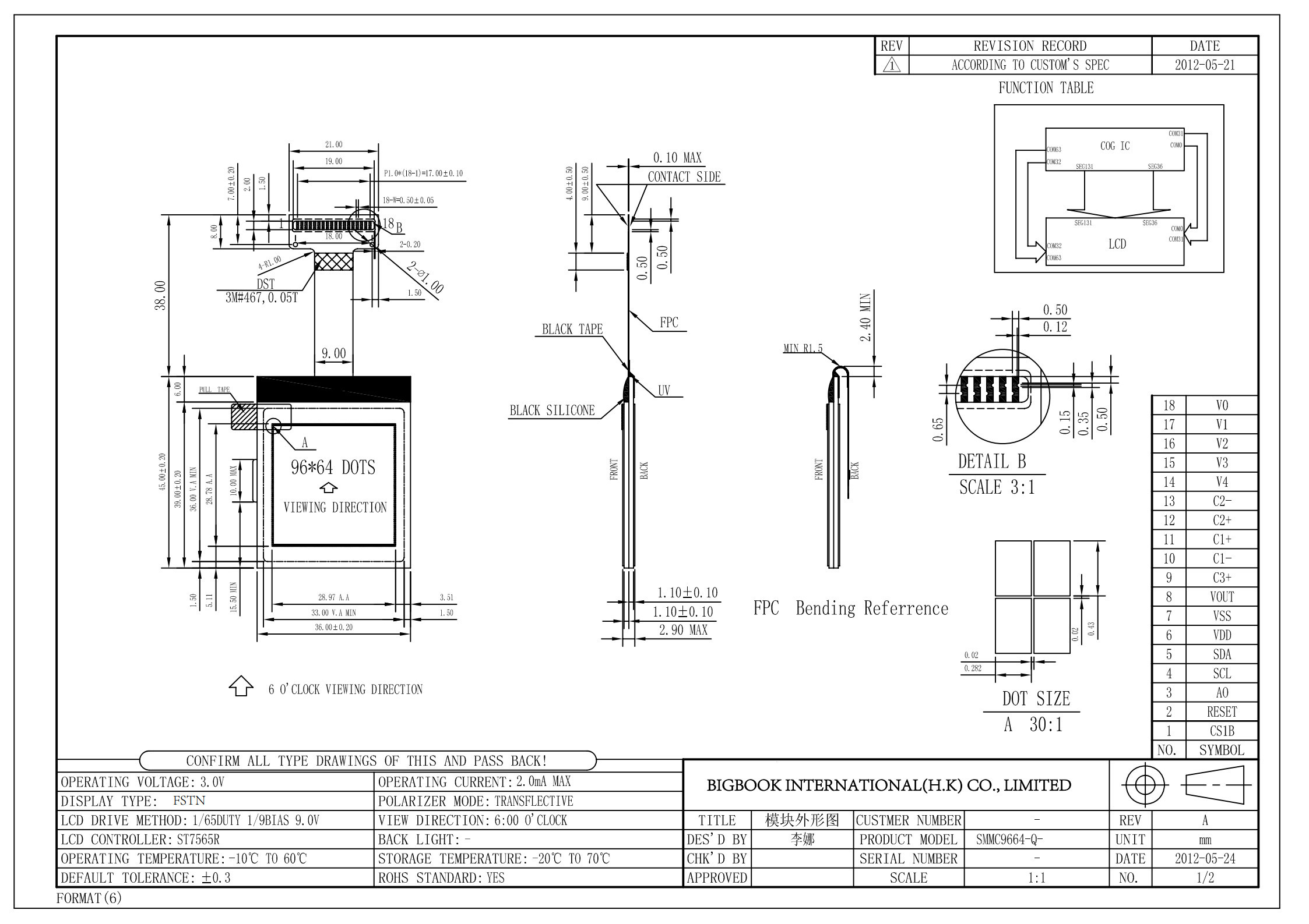 5.0V Custom Segment LCD Display 1/6 Duty 1/3 Bias Custom LCD Screen Manufacturer