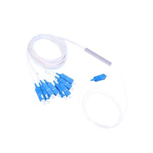 China 1m 1310nm Fiber Optic PLC Splitter 1x8 SC UPC 0.9 mm White Cable Single Mode PVC factory