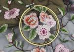 Gray Polyester Flower 3D Embroidered Lace Fabric By The Yard For Lady Dress